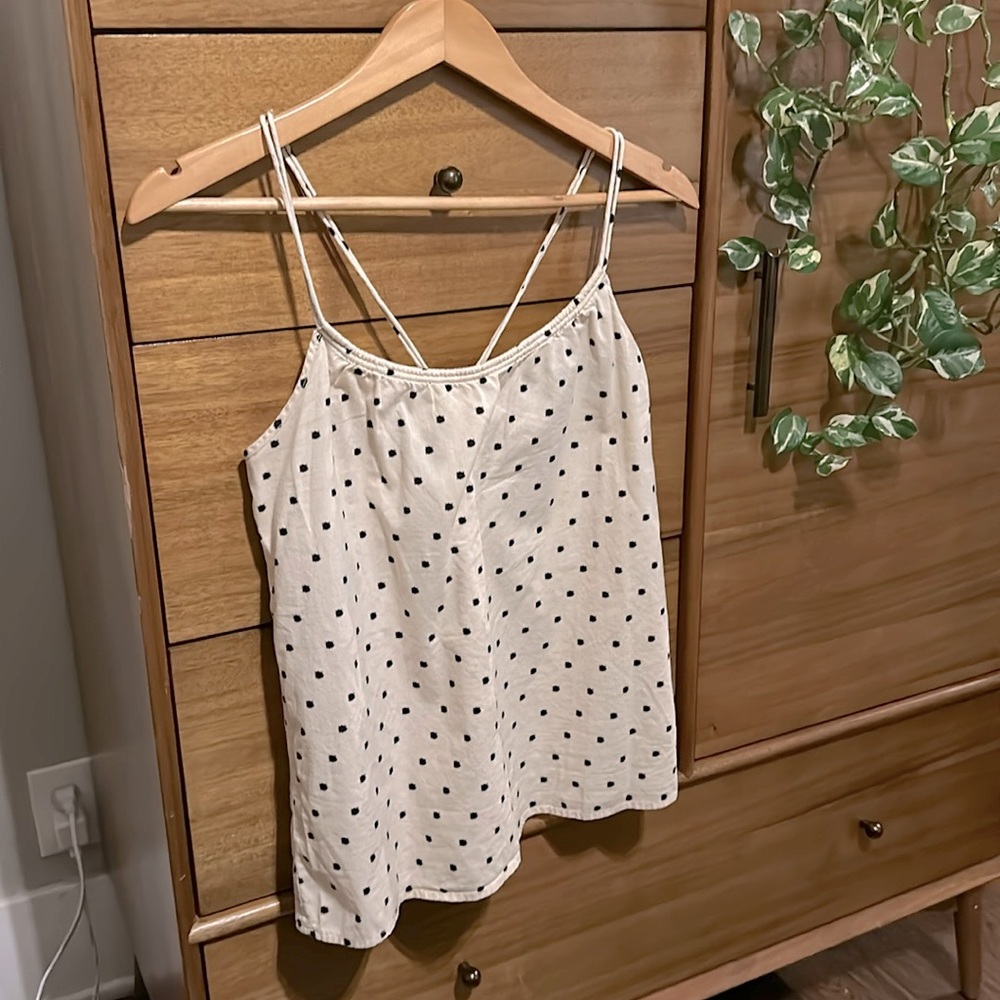 Madewell Broadway & Broome Polka Dot Blouse with Cross Back